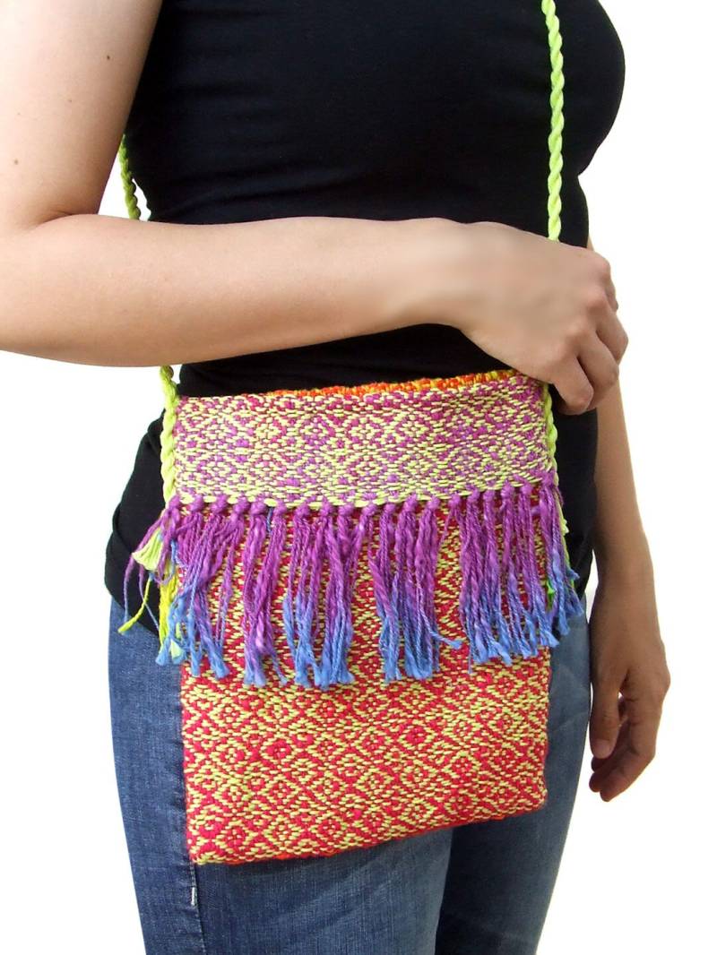 Handgewebte Geldbörse. Handgefärbte Baumwolle. Regenbogen. Innenfutter Aus Satin. Ooak von MimaHandwovens