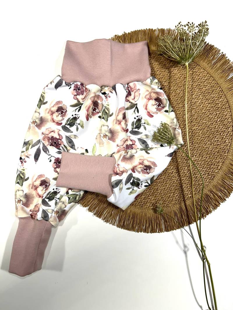 Pumphose French Terry Blumen Gr. 50/56 Bis 122/128 von MimaLilu