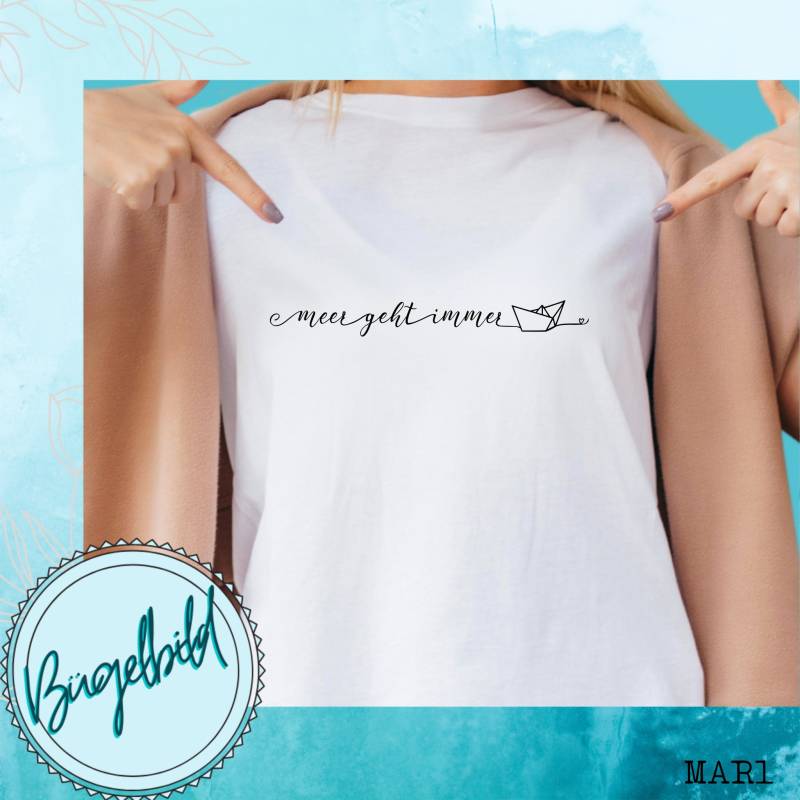 Bügelbild Maritimer Schriftzug, Verschiedene Größen Meer Geht Immer von MimakreativShop