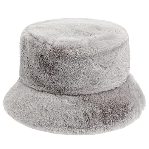 Mimfutu Winter Fischerhut Fluffy Bucket Hat für Damen Herren (Grau) von Mimfutu