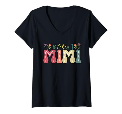 Damen Wildflower Mimi Life T-Shirt Muttertag Ankündigung Oma T-Shirt mit V-Ausschnitt Damen Wildflower Mimi Life T-Shirt Muttertag Ankündigung Oma T-Shirt mit V-Ausschnitt von Mimi Tees by Jacob Butler
