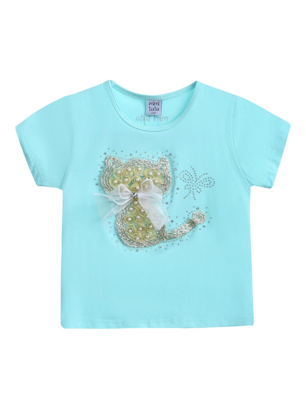 Mimi Tutu T-Shirt mit Katzenapplikation - Blau von Mimi Tutu