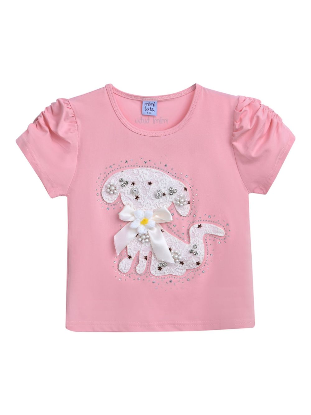 Mimi Tutu T-Shirt mit Welpen-Applikation - Rosa von Mimi Tutu