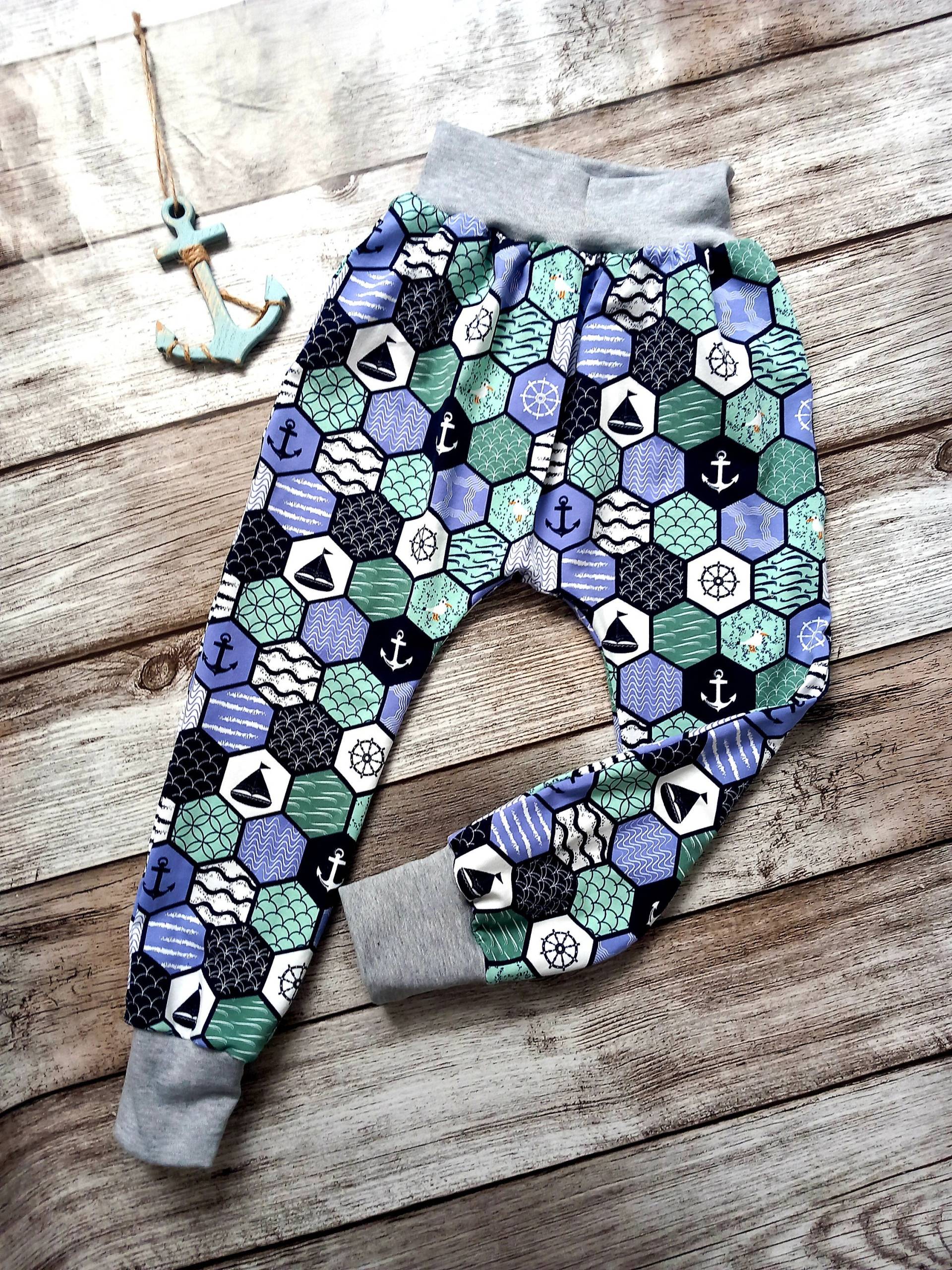 Baggy Pants Pumphose Hose Baby Kleinkind Kind 56 62 68 74 80 86 92 98 104 110 116 122 Waben Anker Möwe Maritim von Mimimimahandmade