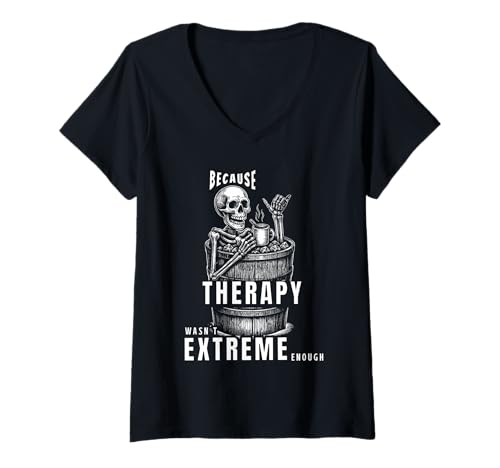 Damen Eisbaden Skelett Design Kältebad Extremsport Humor T-Shirt mit V-Ausschnitt Damen Eisbaden Skelett Design Kältebad Extremsport Humor T-Shirt mit V-Ausschnitt von Mimis Icebath Shop