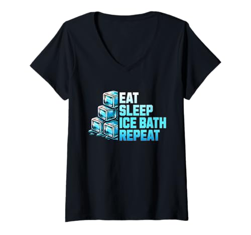 Damen Eisbaden Kälte Training Eat Sleep Icebath Repeat T-Shirt mit V-Ausschnitt Damen Eisbaden Kälte Training Eat Sleep Icebath Repeat T-Shirt mit V-Ausschnitt von Mimis Shop