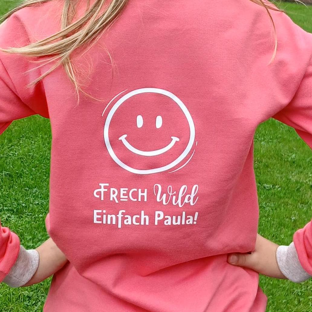 Gr. 68-134 "Frech, Wild, Wunschname" Sweater Personalisiert, Viele Farben, Pullover Junge, Mädchen von MimiundPauli