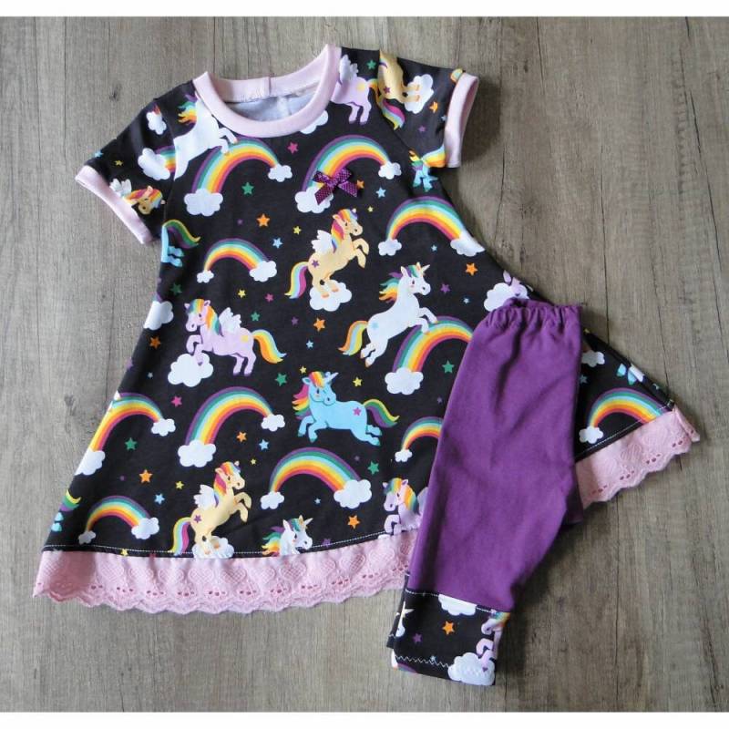 Restposten Sommerset 86/92 Kleid + Caprihose "Einhorntraum" von MimiundPauli