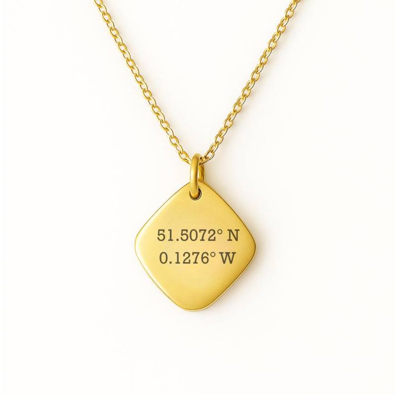 Personalisierte Halskette Aus 18K Vergoldetem Edelstahl - Gravur Von Name, Datum, Koordinaten Oder Textgeschenk von MimmiEngravings