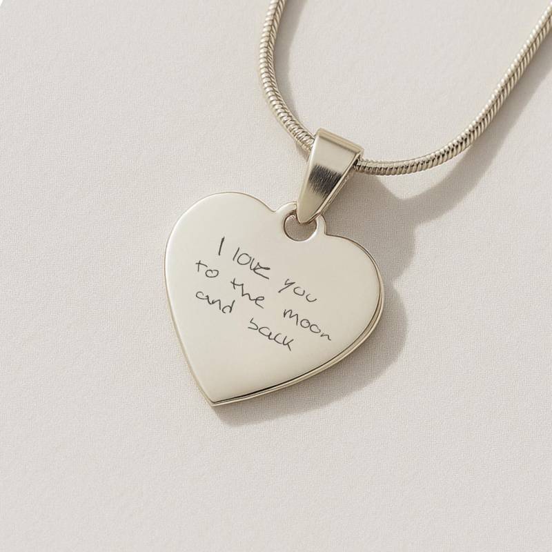 Personalisierte Herz Halskette Aus Edelstahl Mit Gravur - Handschrift, Fingerabdruck, Fußabdruck Oder Zeichnung Schmuck Geschenk von MimmiEngravings