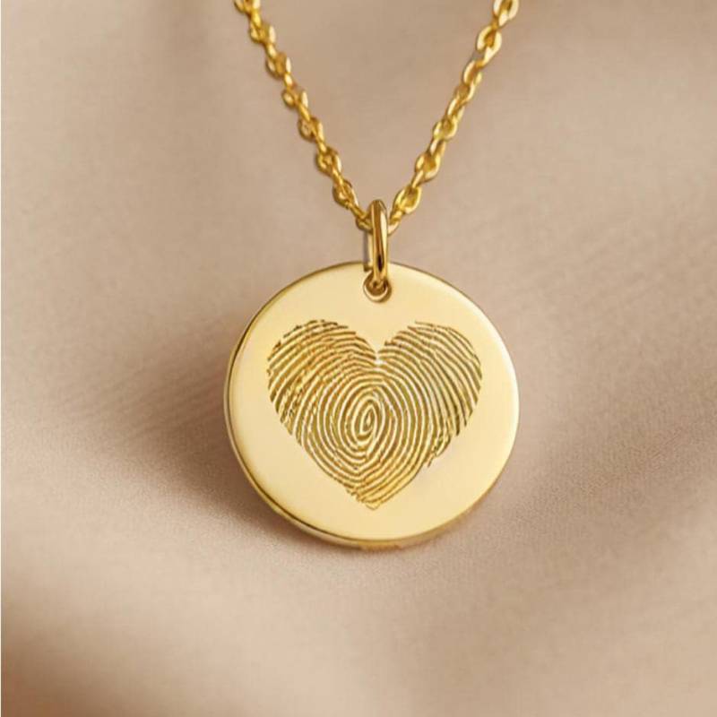 Halskette Mit Gravur Aus 18K Vergoldetem Edelstahl - Handschrift, Fingerabdruck, Fußabdruck Oder Zeichnung von MimmiEngravings