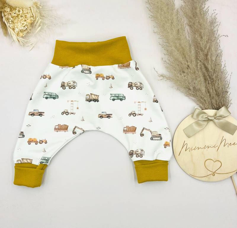 Pumphose Babyhose Hose Baby Kind Kleinkind Junge Boy Autos Bauarbeiter Haremshose Mitwachshose Geschenk Geburt Gr 44 56 62 68 74 80 86 92 98 von Mimmimeee