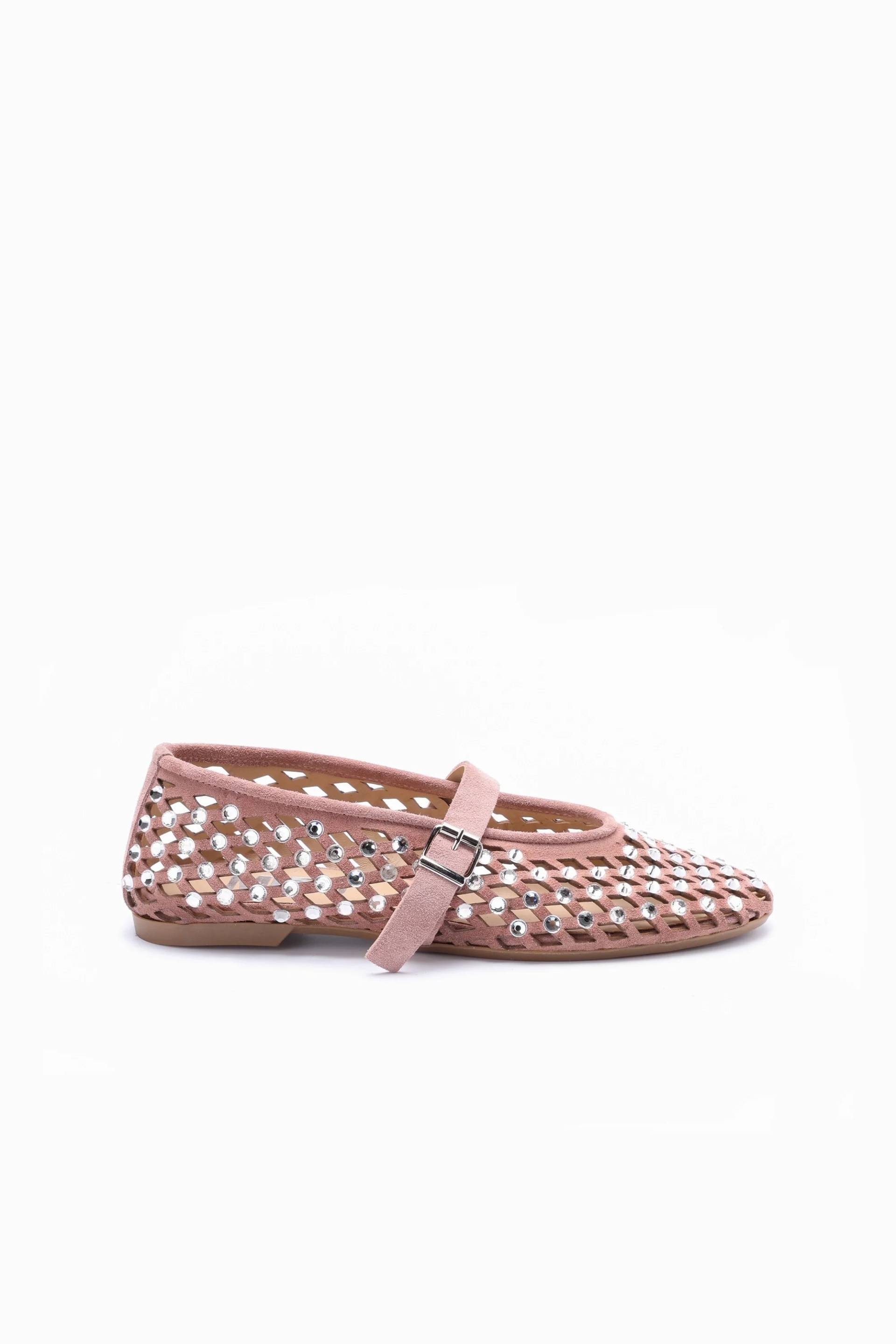 Ballerina Cloe In Camoscio Con Strass Rosa 40 von Mimmu
