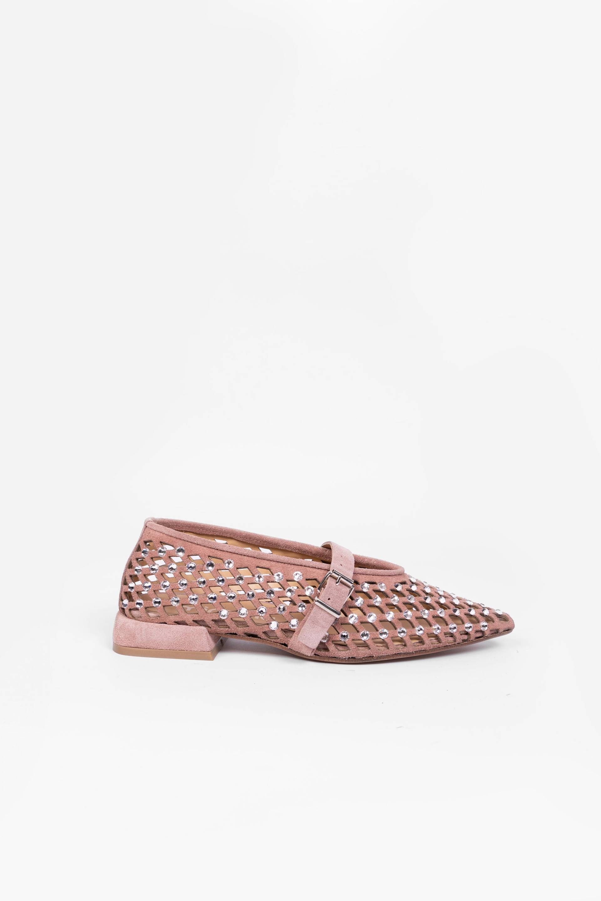 Ballerina In Camoscio Con Strass Jolie Rosa 36 von Mimmu