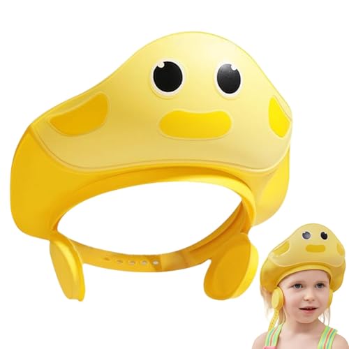 Baby Shower Cap Shield, Adjustable Cartoon Shower Hat, Hair Washing Shampoo Shield, Eye & Ear Protection, Comfortable Bath Visor, Ideal for Toddler and Kids Bathing, Yellow von Mimoqk