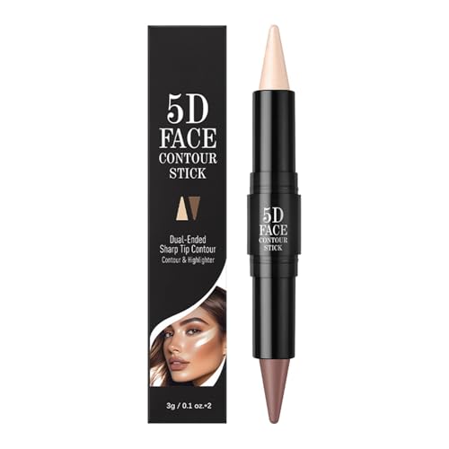 Mimoqk Contour & Highlighter Stick, doppelseitig geformter Stift, langwirkende Creamy Formula, Easy Blend & Build, tragbar & leicht, natürlicher Glanz, Schönheit für Frauen Mädchen von Mimoqk