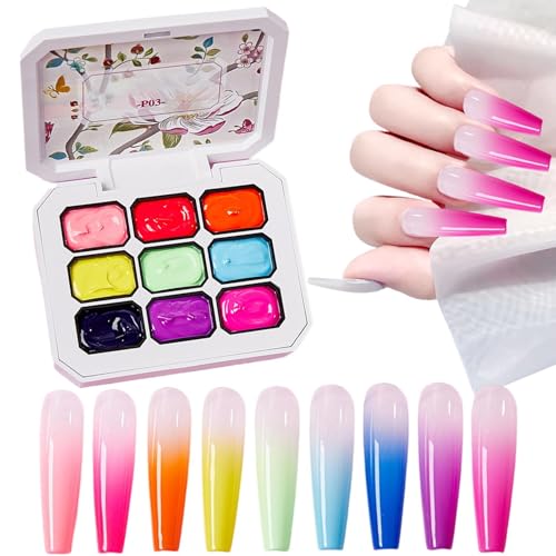 Mimoqk Gel Polish, Gradient Nail Paint, 9-Color Patting Palette, Creative Art Design Set, Smooth Texture Polish with Sponge Applicators for Girls Manicure Painting Use Mimoqk Gel Polish, Gradient Nail Paint, 9-Color Patting Palette, Creative Art Design Set, Smooth Texture Polish with Sponge Applicators for Girls Manicure Painting Use von Mimoqk