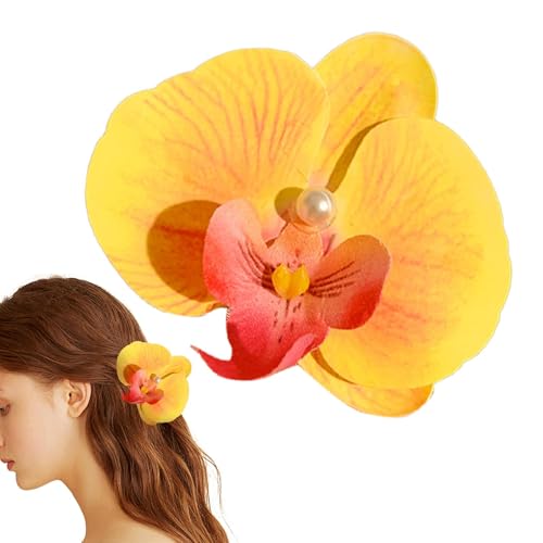 Mimoqk Haarspange für Damen, Orchidee, Blumen-Haarklammer, Haar-Accessoires, elegant, künstliche, Haarspange von Mimoqk