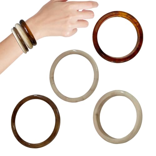 Mimoqk Harz Armbänder | 4 Stück Dickschalige Armreifen - Damenschmuck Punk Geometrisches Armband für Arbeit Termine Pendeln Jubiläen Alltag Feste Geburtstage von Mimoqk