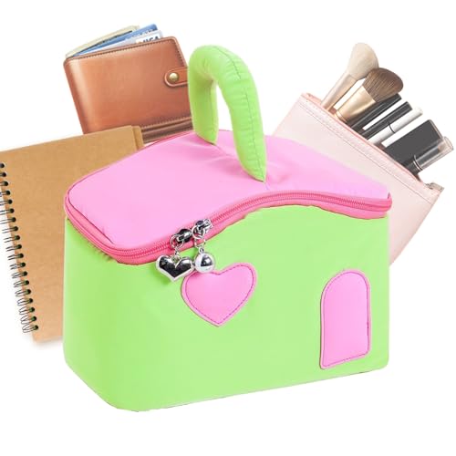 Mimoqk Kosmetiktasche | Makeup Etui Für Damen Im Häuser Design - Aufbewahrungsorganizer Handliche Kosmetiktasche Für Frauen Mädchen Tägliche Fahrten Roadtrip Backpacking Geschäft Outdoor von Mimoqk
