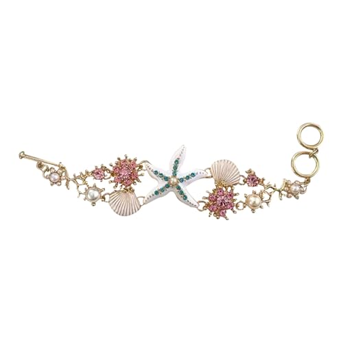 Mimoqk Seestern Muschelperlen Halskette, Schlüsselbein Halsketten für Frauen, Seestern Perlen Muschelarmbänder für Frauen, Mode Schmuck Halskette für, Se référer au descriptif, Metall, Siehe von Mimoqk
