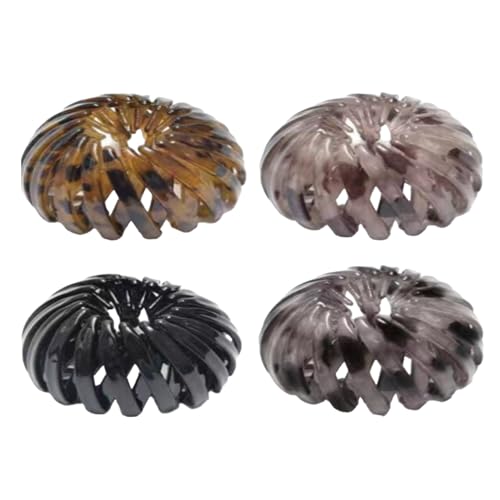 Mimoqk Vogelnest Haarklammer - 4 Stück Vogelnest Frisier Klemme | Ausziehbarer Duttclip für Mädchen Outdoor Dusche Arbeit Hochzeit Party Tanz Geburtstag von Mimoqk