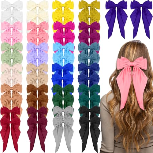 Mimorou Große Haarschleifen aus seidigem Satin, übergroße Haarschleifen für Damen, Schleife, große Haargummis, langer Schwanz, große Haarspangen, Haarschmuck, Geschenke, 50 Stück Mimorou Große Haarschleifen aus seidigem Satin, übergroße Haarschleifen für Damen, Schleife, große Haargummis, langer Schwanz, große Haarspangen, Haarschmuck, Geschenke, 50 Stück von Mimorou