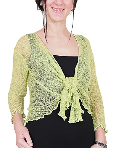 Mimosa Damen gehäkelter Bolero offener Cardigan Glitzer oder einfarbige super Dehnbare Spitzen-Fischnetz-Strickjacke Normal und Übergröße von Mimosa