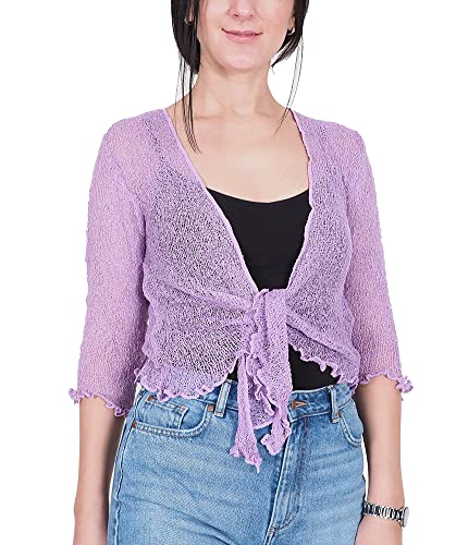 Mimosa Damen Crochet Strecken Fisch-Netz Boleroshrug Mutterschaft Krawatte an der Taille Cardigan von Mimosa