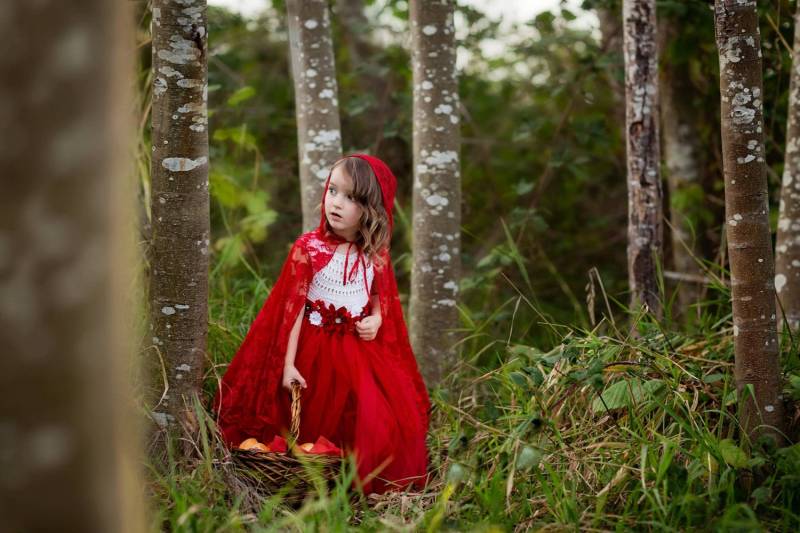 Kleine Rotkäppchen Kleid Outfit Märchenkleid, Kleine Rote Reithaube Märchen Prinzessin Kostüm Weiß Rot Geburtstag Tutu von MimozaLuxury
