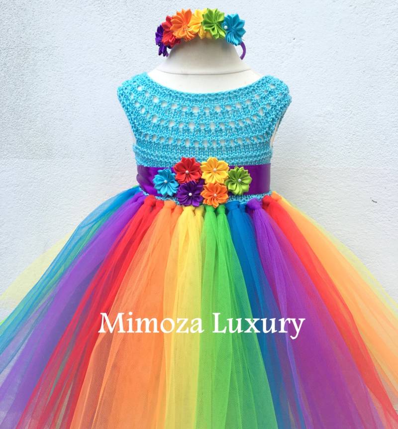 Mein Kleines Pony Geburtstag Tutu Kleid, Regenbogen Mein Häkeln Top Tüll Handgestrickt Halloween von MimozaLuxury