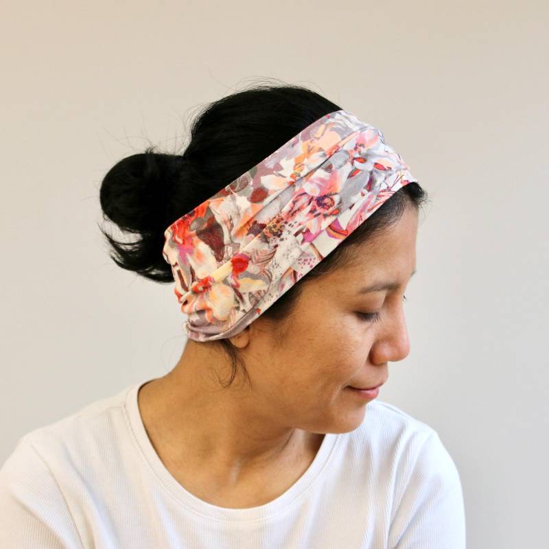 Breites Stirnband Für Damen - Weiches Viskose-Kopftuch Florale Kopfbedeckung Hippie-Haarband Doppellagiges Bohemian-Dehnbares Bandana von MimpiByMeka