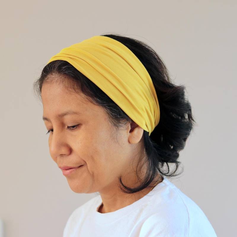 Weicher, Dehnbarer, Breiter Kopfwickel Aus Bambus - Unisex-Haaraccessoire Im Turban-stil Bequemes Workout-Curry Für Jeden Tag Gelbe Kopfbedeckung Weicher, Dehnbarer, Breiter Kopfwickel Aus Bambus - Unisex-Haaraccessoire Im Turban-stil Bequemes Workout-Curry Für Jeden Tag Gelbe Kopfbedeckung von MimpiByMeka