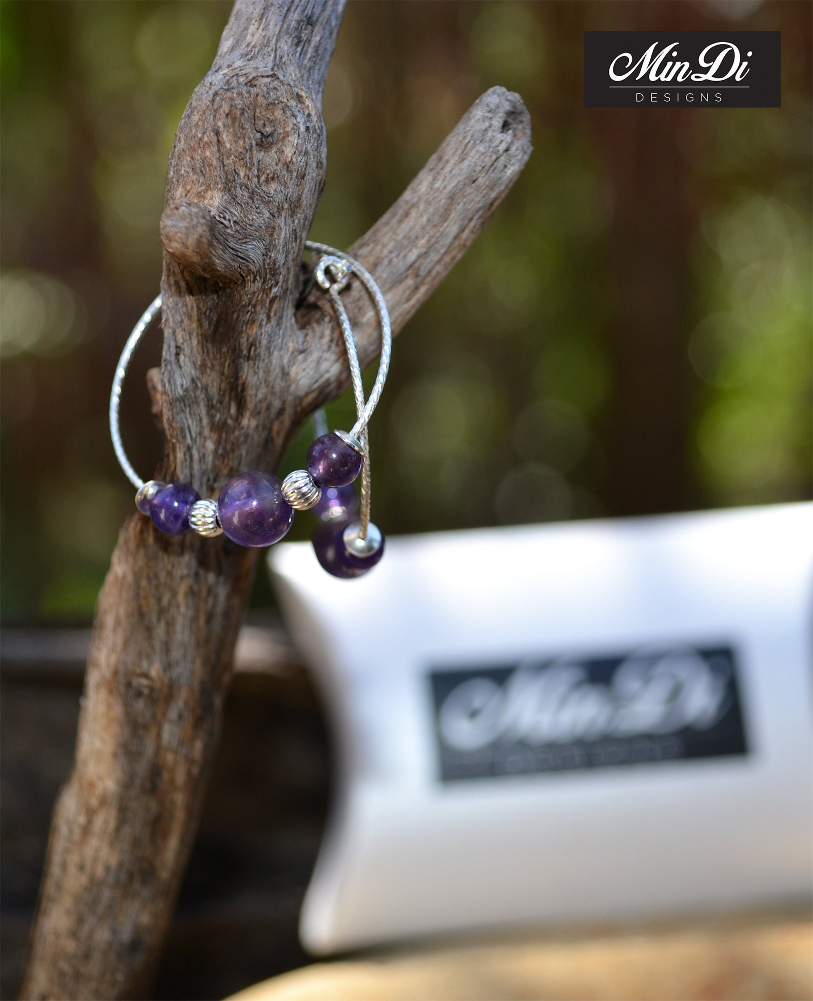 Ohrringe, Paar Handgefertigte Ohrringe Mit Sterling Silber & Amethyst Ohrringe, Paar Handgefertigte Ohrringe Mit Sterling Silber & Amethyst von MinDiDesign