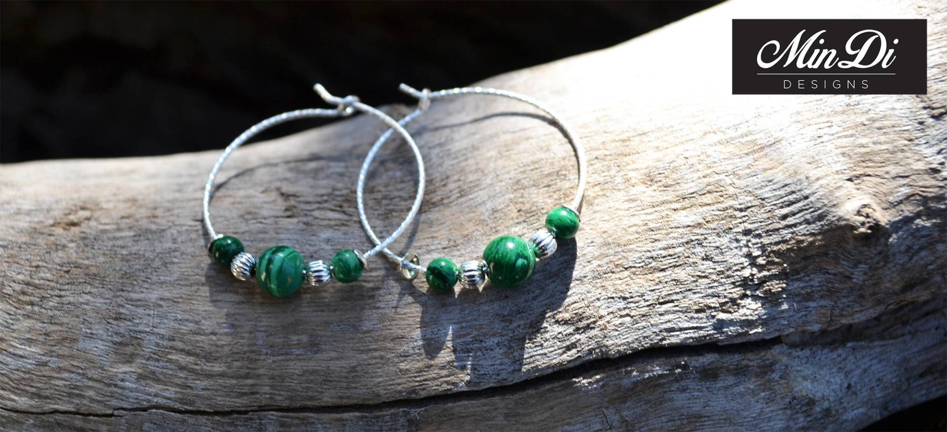 Ohrringe, Paar Handgefertigte Ohrringe Mit Sterling Silber & Malachit Ohrringe, Paar Handgefertigte Ohrringe Mit Sterling Silber & Malachit von MinDiDesign