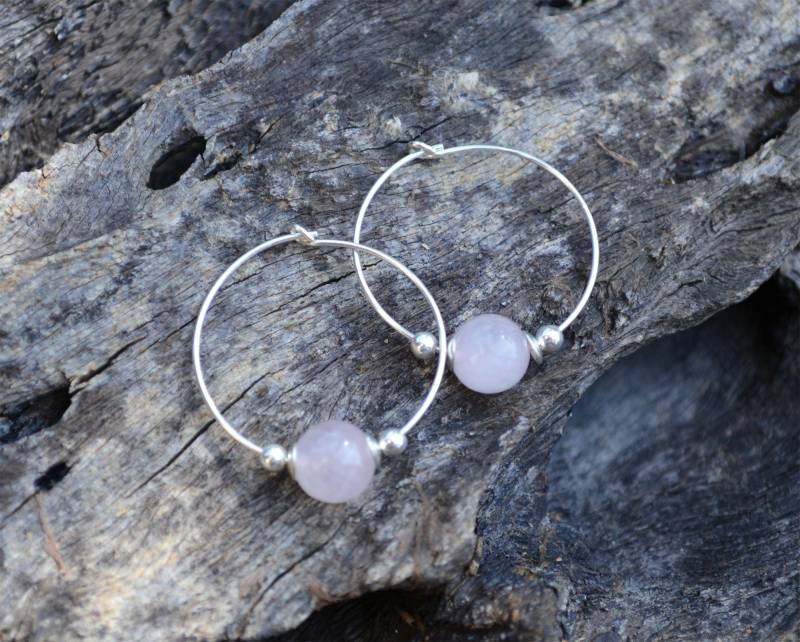 Ohrringe, Paar Handgefertigte Ohrringe Mit Sterling Silber & Rosenquarz Ohrringe, Paar Handgefertigte Ohrringe Mit Sterling Silber & Rosenquarz von MinDiDesign