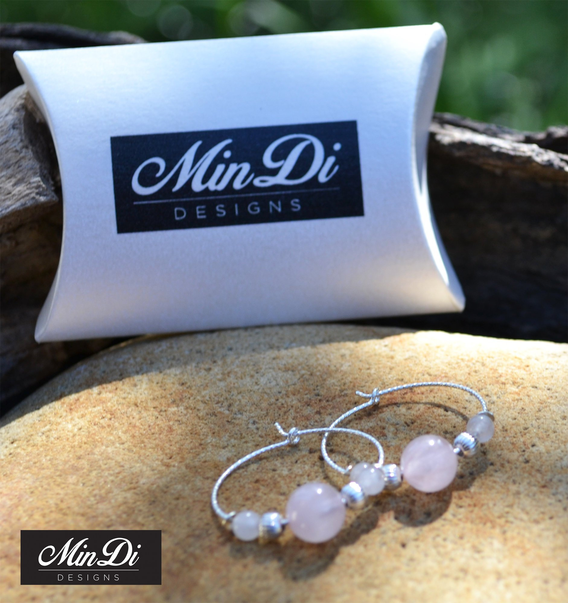 Ohrringe, Paar Handgefertigte Ohrringe Mit Sterling Silber & Rosenquarz Ohrringe, Paar Handgefertigte Ohrringe Mit Sterling Silber & Rosenquarz von MinDiDesign