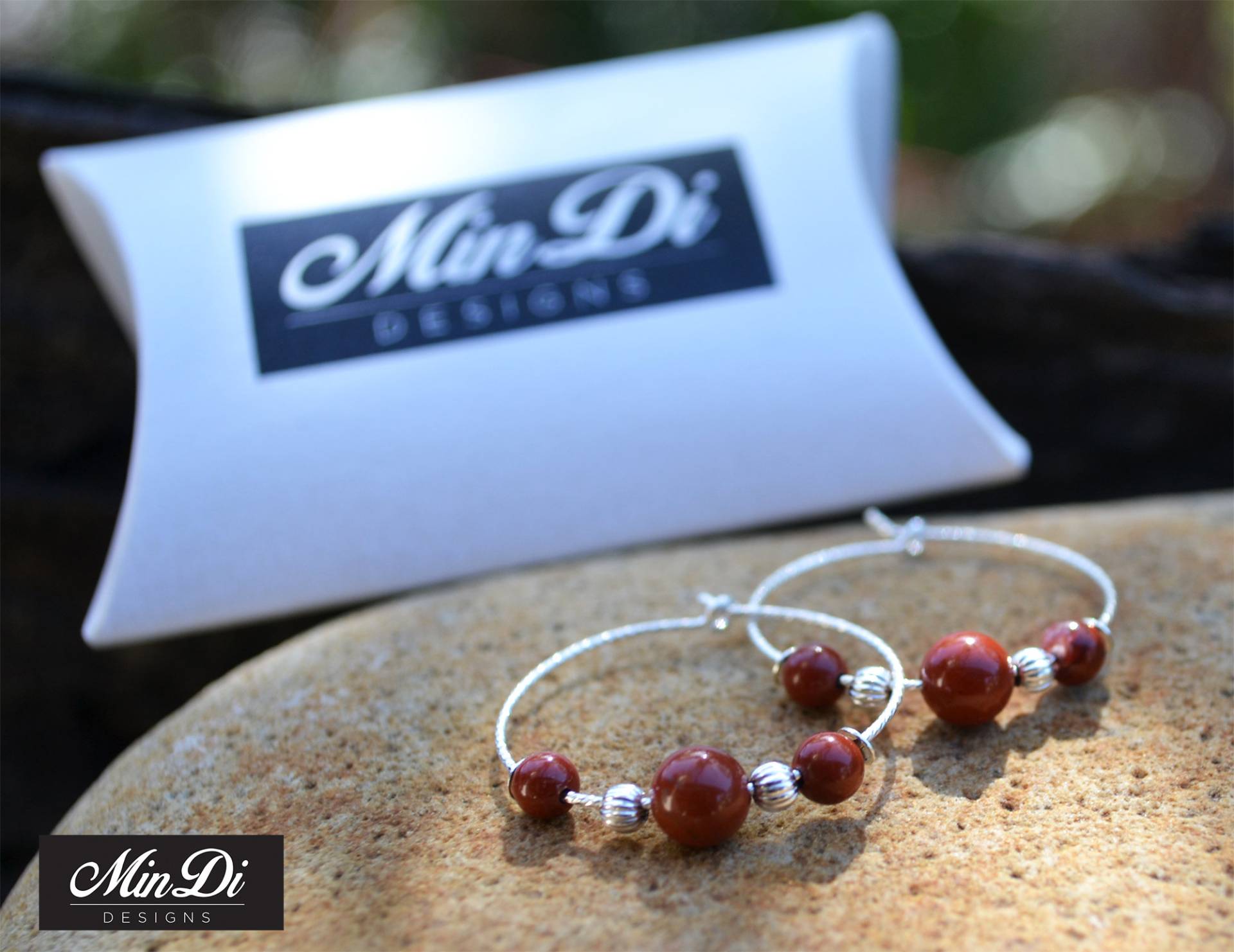 Ohrringe, Paar Handgefertigte Ohrringe Mit Sterling Silber & Roten Jaspis Ohrringe, Paar Handgefertigte Ohrringe Mit Sterling Silber & Roten Jaspis von MinDiDesign