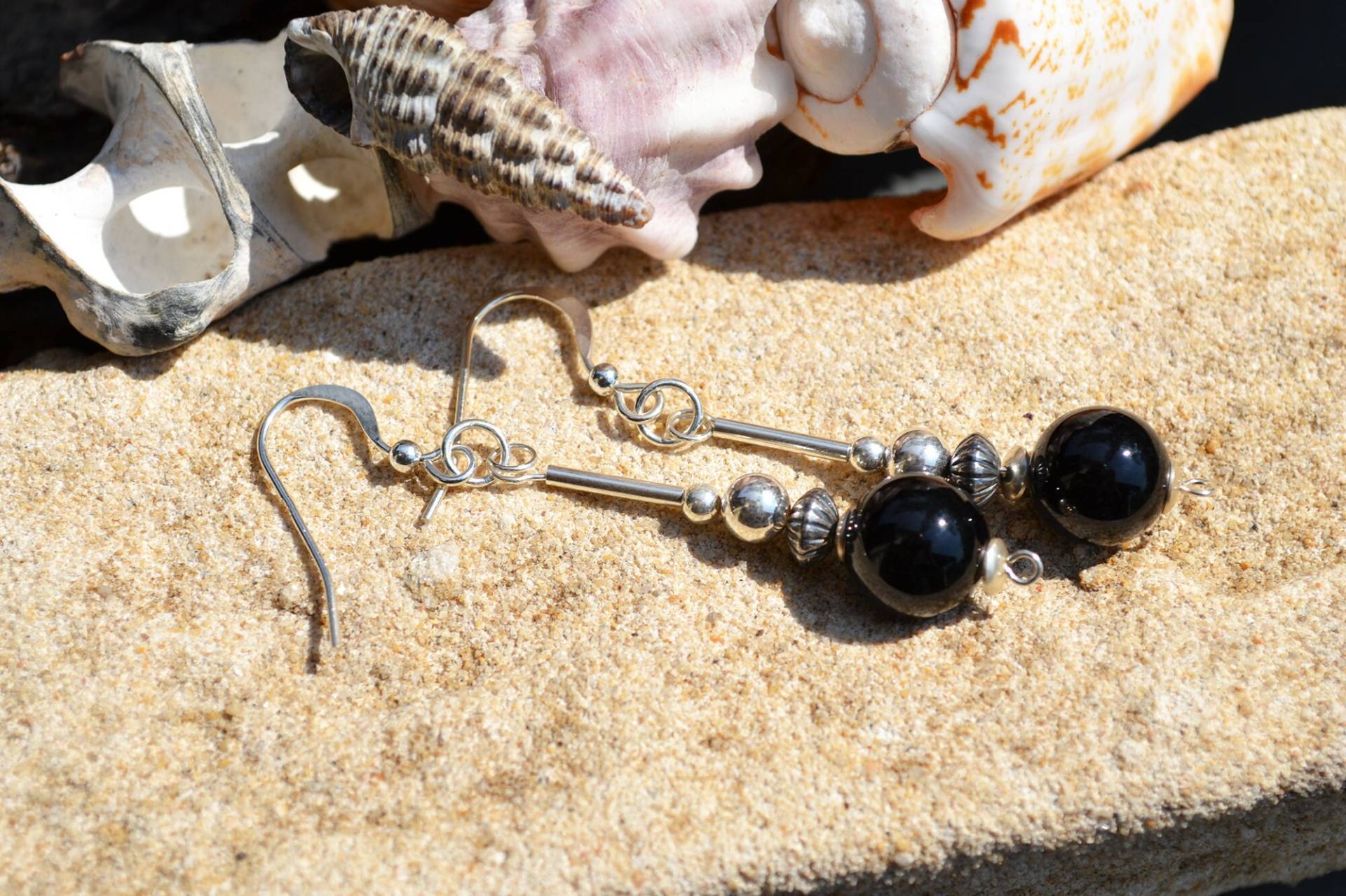 Ohrringe, Paar Handgefertigte Ohrringe Mit Sterling Silber & Schwarz Onyx Ohrringe, Paar Handgefertigte Ohrringe Mit Sterling Silber & Schwarz Onyx von MinDiDesign