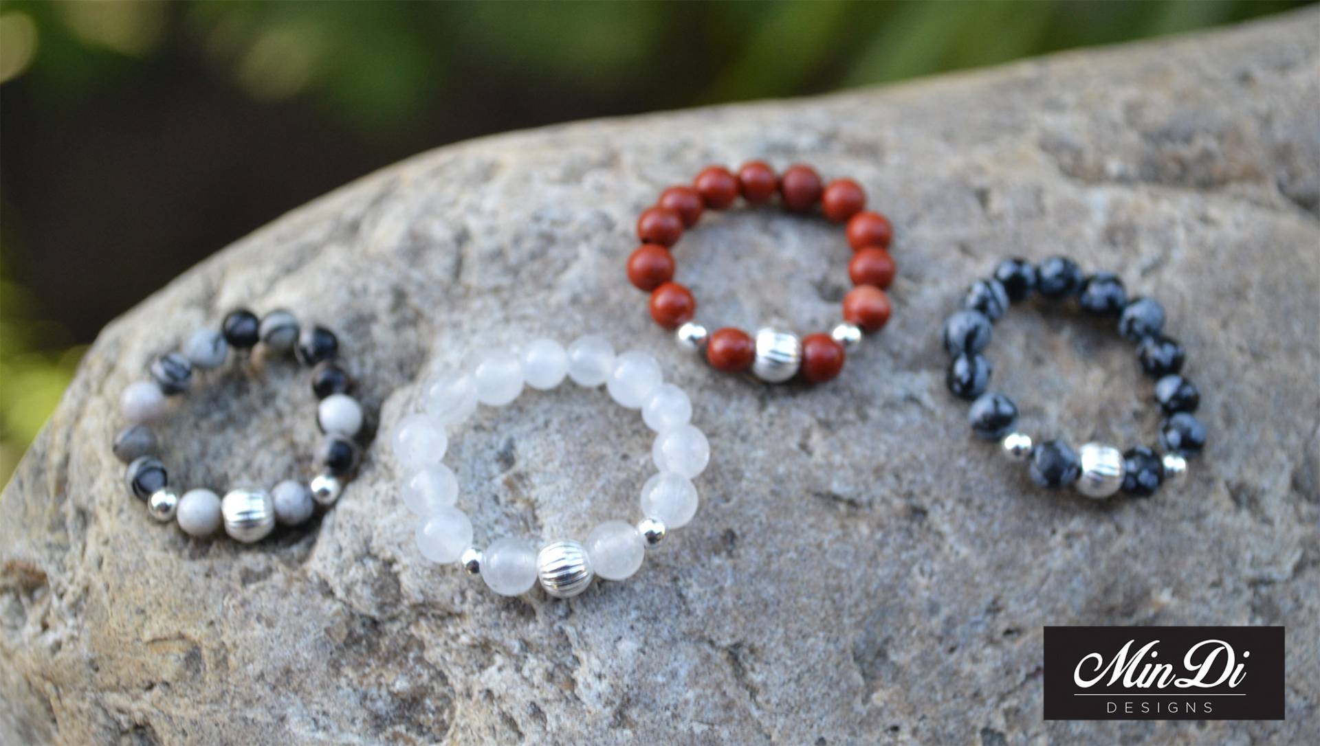 Unsere Neue Stretch Bead Rings Mit Echtem Sterling Silber & Halbedelsteinen von MinDiDesign