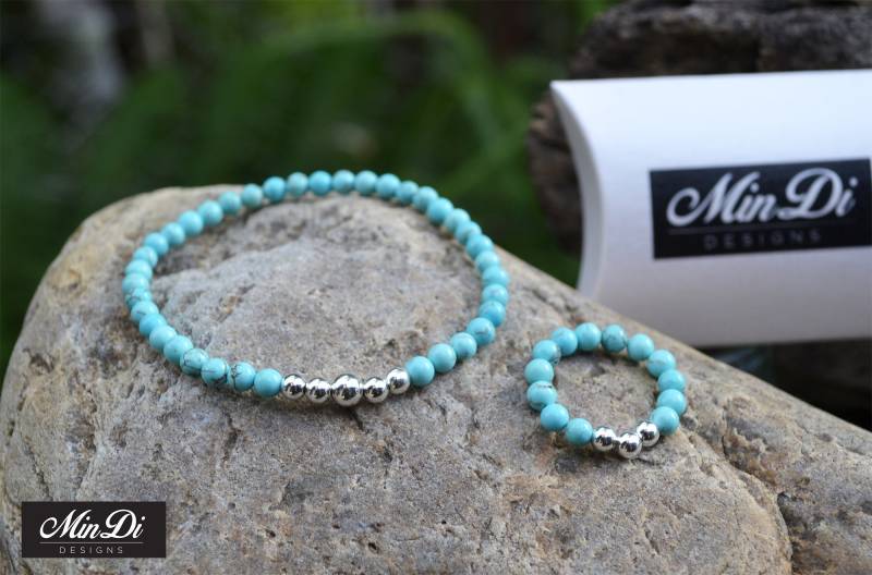 Unsere Neuen Stretch Armbänder Und Passenden Ringe Mit Echt Sterling Silber & Türkis Magnesit von MinDiDesign