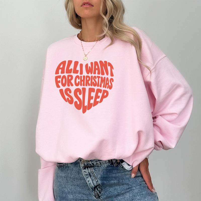 All I Want For Christmas Is Sleep Pullover - Lustiger Weihnachtssweater Für Eltern & Erwachsene Geschenkidee Herz Comic Design von MinaLematoStudios
