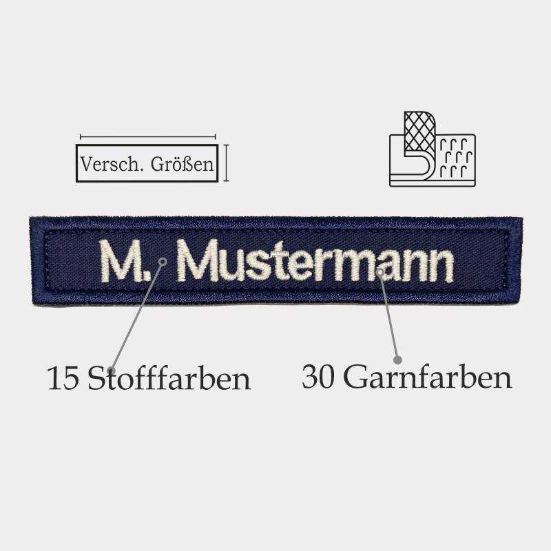 Namensschild Gestickt Mit Wunschtext/Klett Personalisiert Bestickt Diverse Farben Und Größen von MinaStickerei