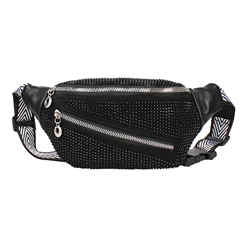 Gürteltasche für Damen und Mädchen, Glitzer, Strass, Kunstleder, Hüfttasche, Umhängetasche, Umhängetasche, 7527 + Schwarz, Einheitsgröße, modisch Gürteltasche für Damen und Mädchen, Glitzer, Strass, Kunstleder, Hüfttasche, Umhängetasche, Umhängetasche, 7527 + Schwarz, Einheitsgröße, modisch von Minache