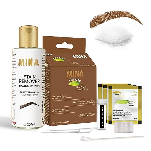 Mina ibrow Hair Color Light Brown|Long Lasting Natural Spot coloring and Hair Tinting Powder with Stain remover, softly removes color from skin, Water and Smudge Proof | Up to 30 Applications von MinaiBrow