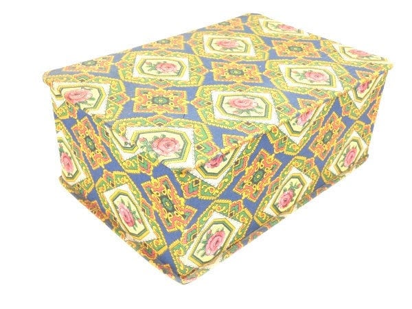 Blau Gelbe Rosen Vintage Schmuck Box Dekorative Stoff Organizer Blumen Lagerung von MinasTreasureChest
