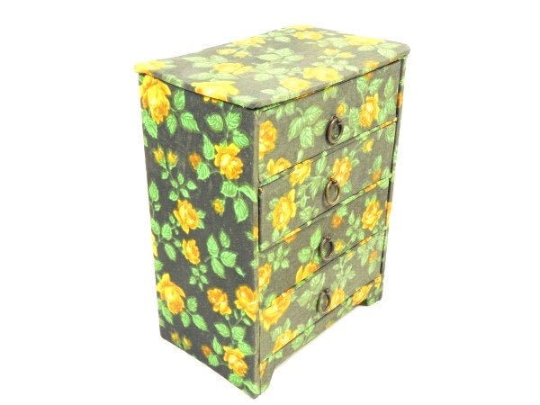 Rosen Blumen Vintage Schmuckbox Dekorative Schmuckschachtel Stoff Schmuckkästchen Schmuck Organizer Box Aufbewahrung Organizer von MinasTreasureChest