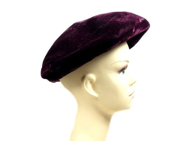 Vintage Dunkelrot Weinroter Barett Hut Tam Cap Große Oversized Barret French Style Design von MinasTreasureChest