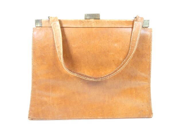 Vintage Handtasche Braun Leder Geldbörse Abendkleid Tasche Make-Up Kosmetiktasche Kupplung von MinasTreasureChest