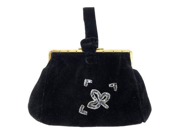 Vintage Schwarz Samt Abend Geldbörse Kleid Tasche Make-Up Kosmetiktasche Kupplung von MinasTreasureChest